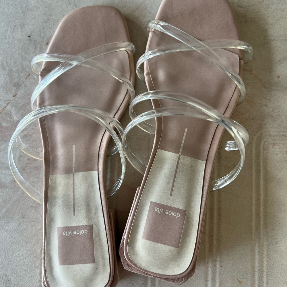 Dolce Vita Pink and Clear Strappy Sandals